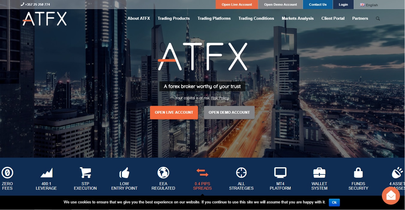 Forex Broker ATFX Website Home Page