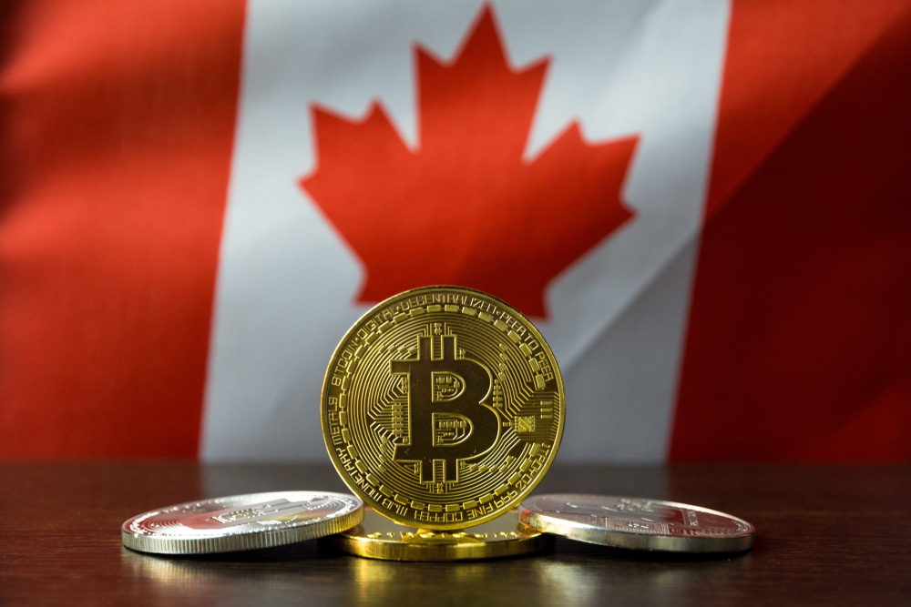 Canada flag and cyrptocurrency
