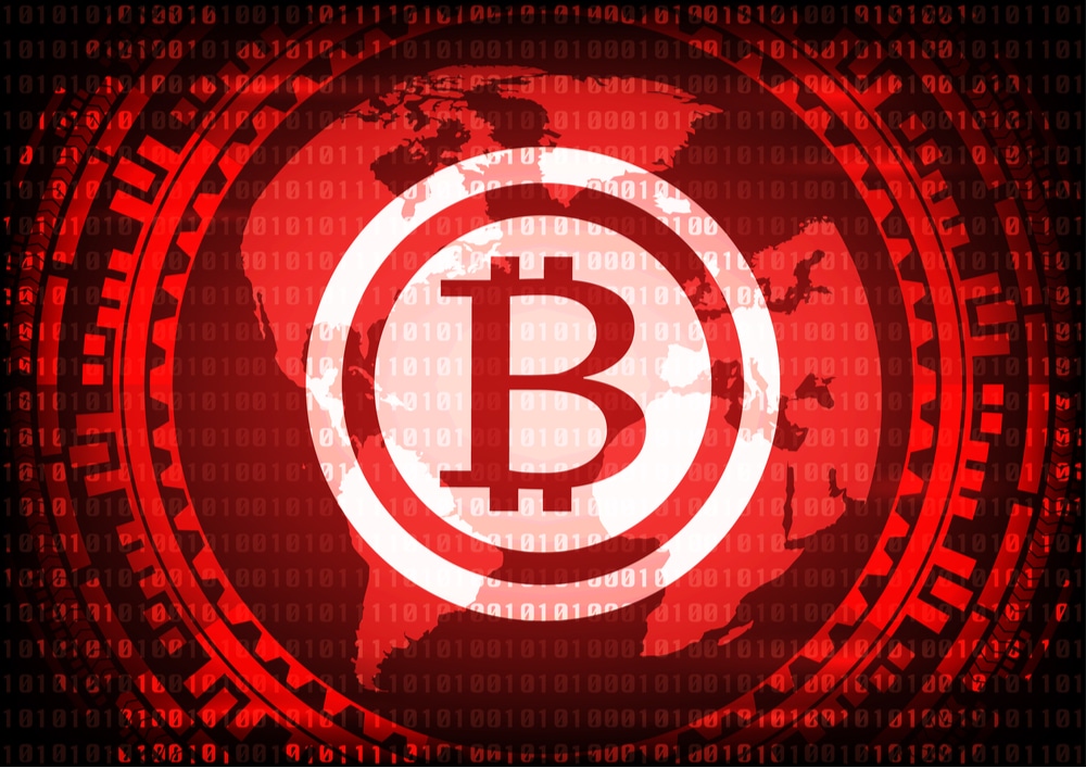 red bitcoin indicating scam