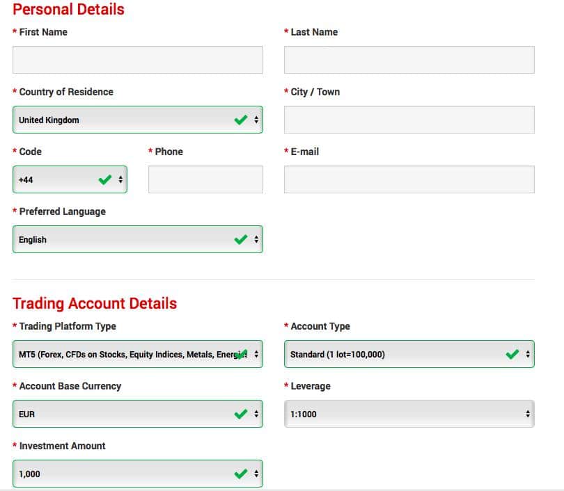 xm open account personal details