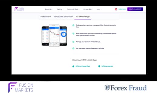 Fusion Markets MT4 Mobile App