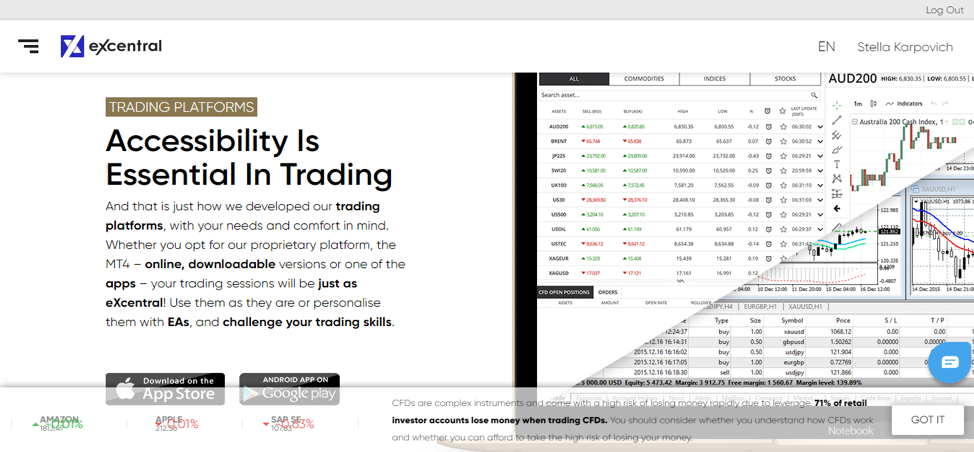 eXcentral trading platforms