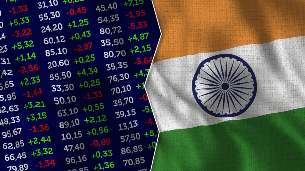 Stock Trading Screen merged with India flag