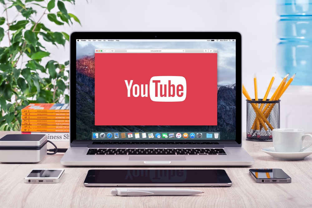 YouTube logo on a Macbook Screen