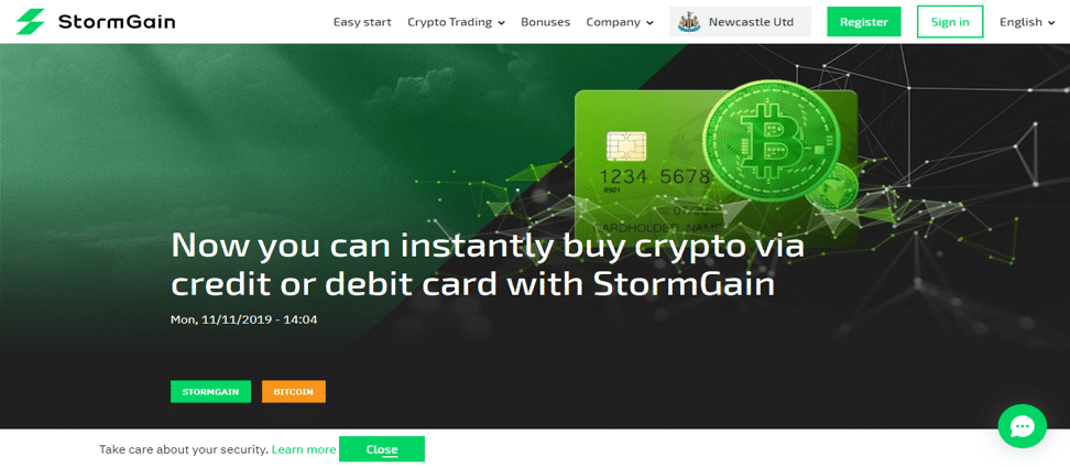 StormGain Review Credit Card