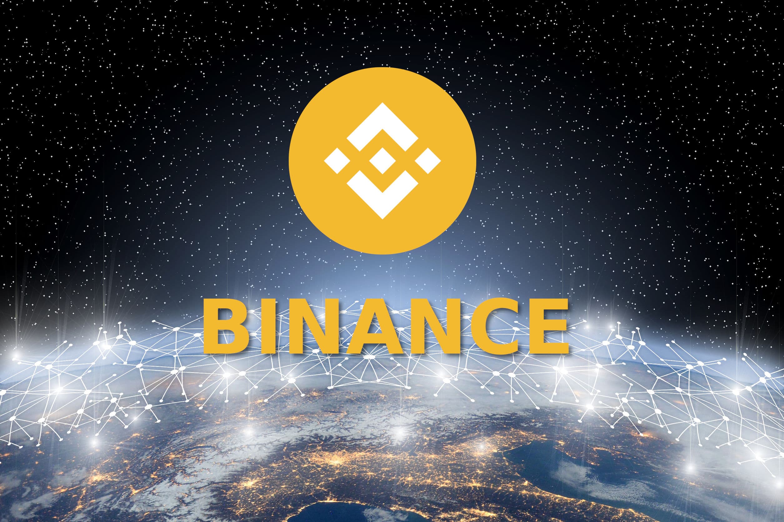 Binance logo above a part of the Earth