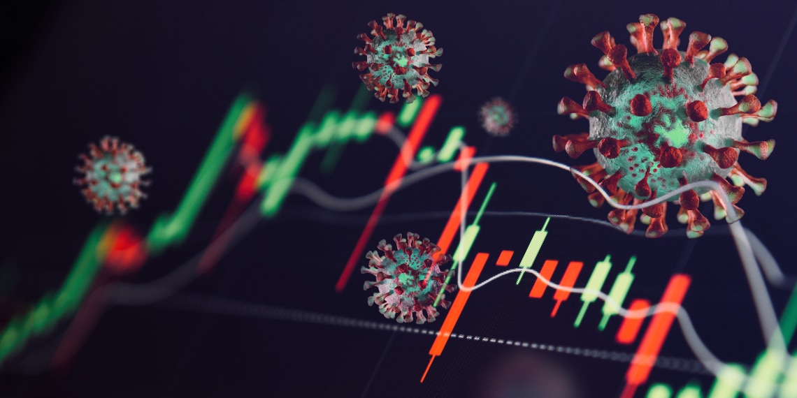 Virus particles floating over a Forex Price Graph