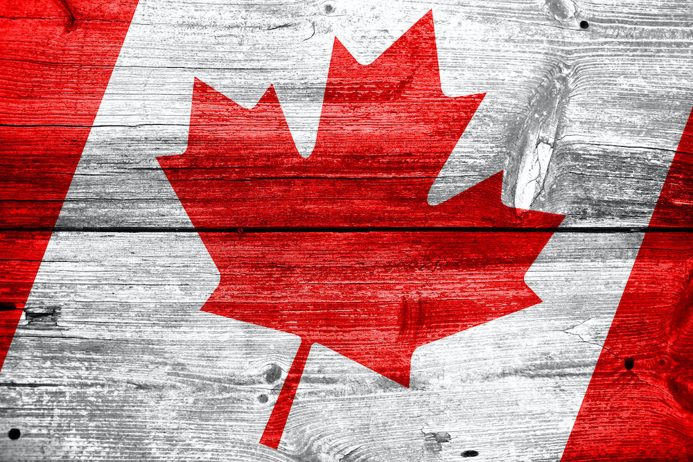 Canadian flag made of wood