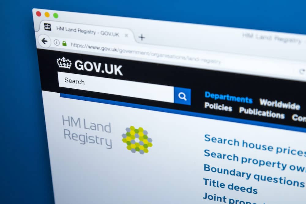 HM Land Registry webpage 