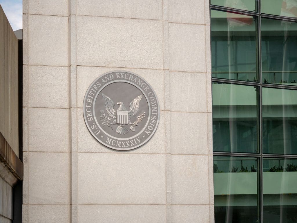 Emblem on the front of the US SEC office