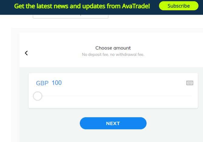 avatrade choose deposit amount