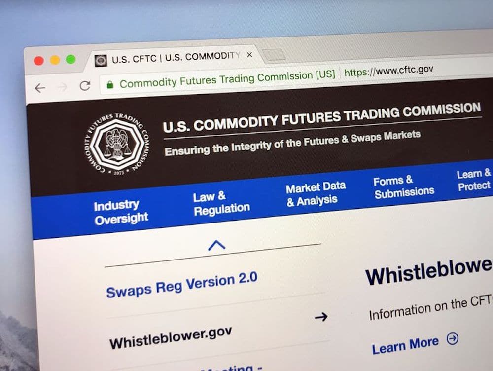 US CFTC homepage of their website 