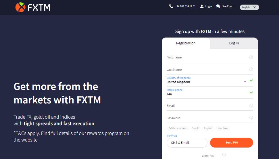 fxtm opening an account