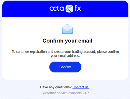 octa fx confirm your email