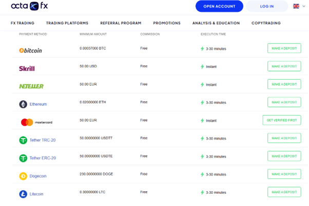 octa fx payment methods