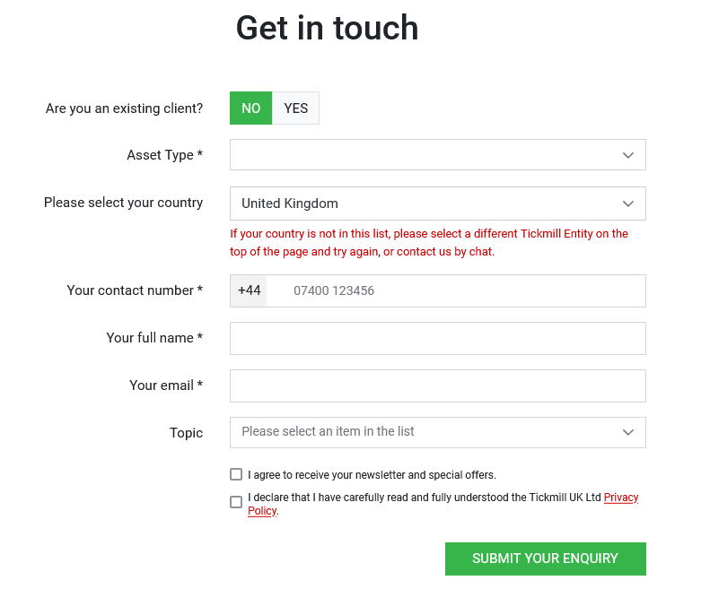 tickmill get in touch contact form