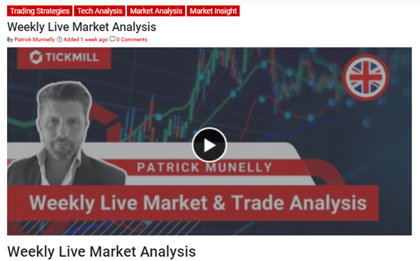 TICKMILL Weekly Live Market Analysis Page