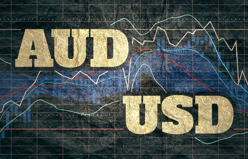 AUD USD with Price Graph on rocky surface