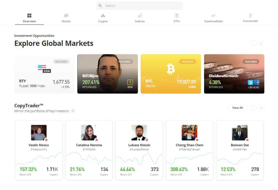 etoro explore global markets