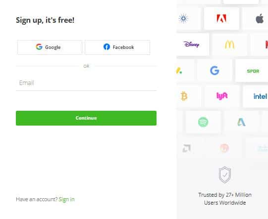 etoro free sign up