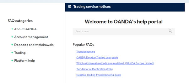 Oanda help portal