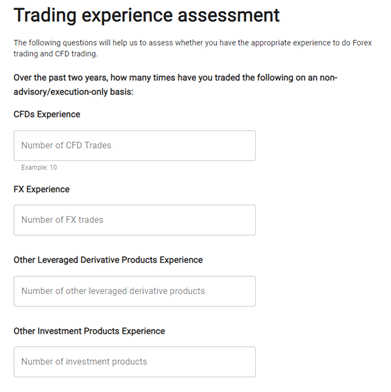Oanda trading experience assessment