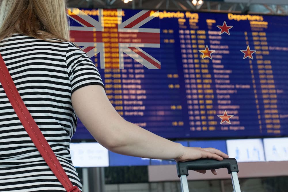 New Zealand Flag edited over a Airport Flight Screen