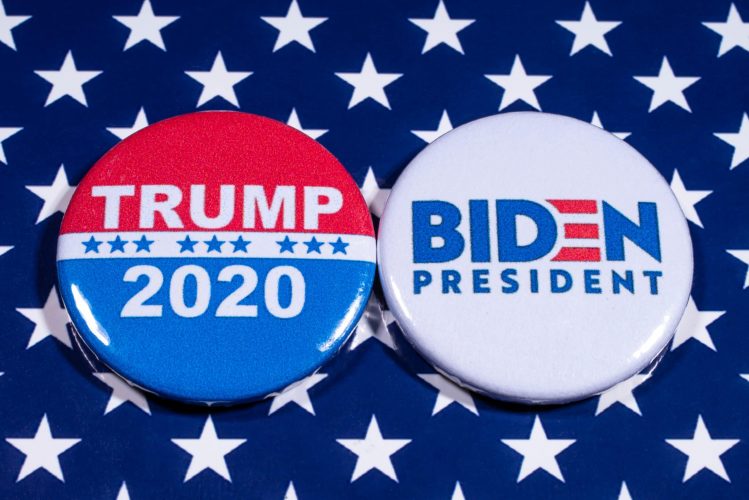 TRUMP 2020 and Biden for President badges