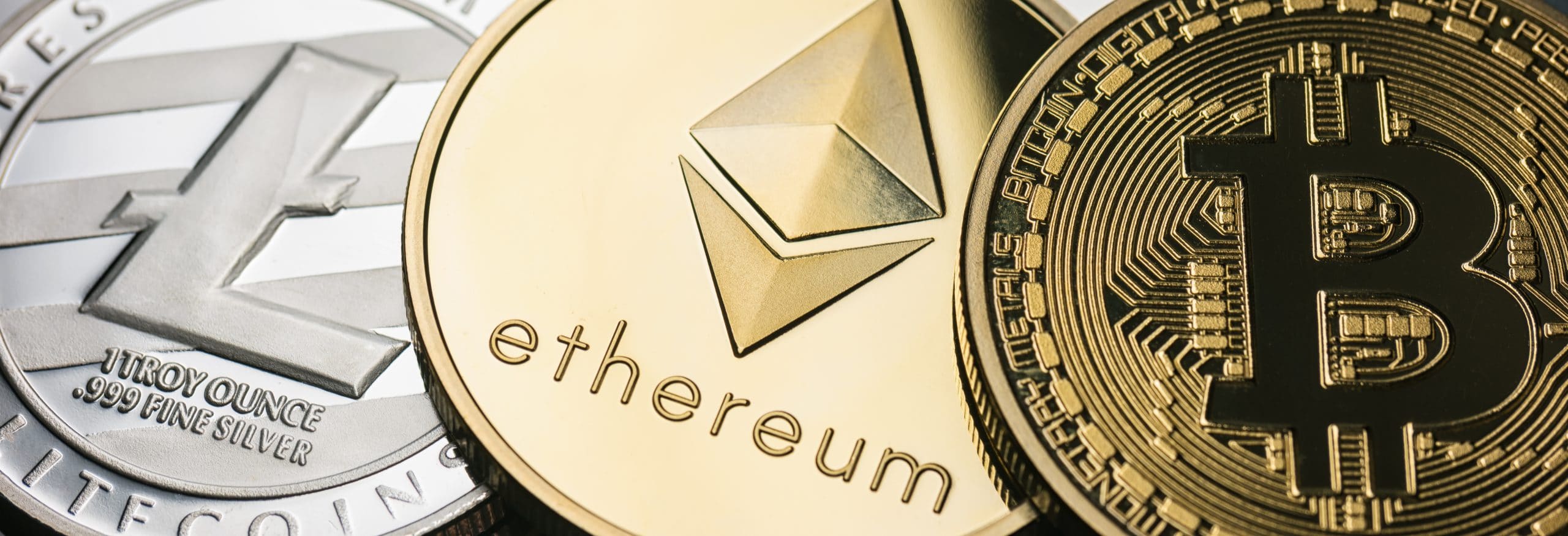 Litecoin, Bitcoin and Ethereum as physical coins
