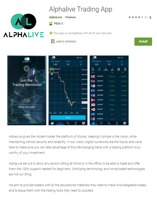 AlphaLive Trading app