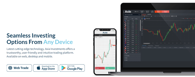 AxiaTrader Web trading platform