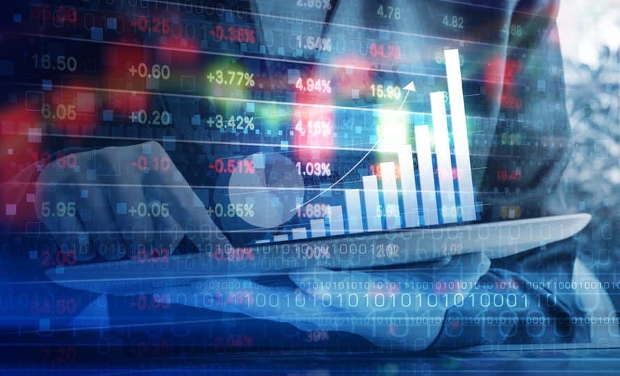 Stock Market Trading Screen with Graph