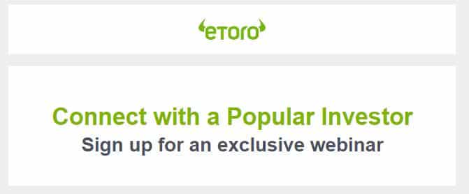 eToro exclusive webinar promotion 